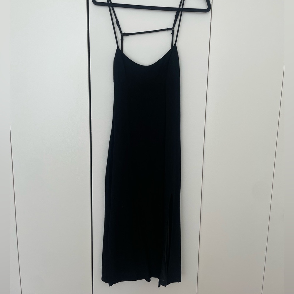 Black midi dress with slit